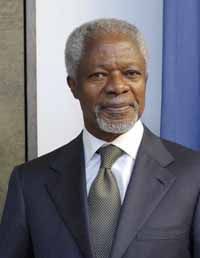 Former U.N. Secretary-General Kofi Annan, former chairman of Myanmar's Advisory Commission on Rakhine State, shown in 2002, whose death was announced August 18, 2018