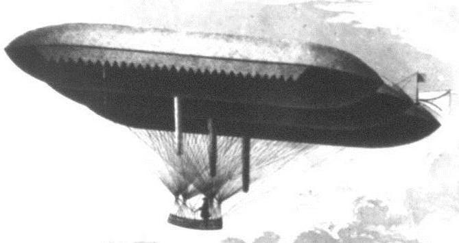 Solomon Andrews' 'Aereon' airship actually flew, and navigated against the wind, briefly, in the 1860s.